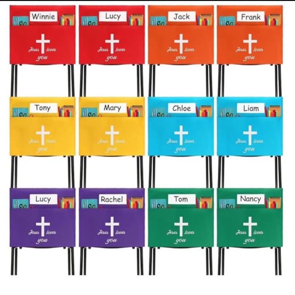 SATINIOR 12 Pack Christian Chair Pockets 20”x 17”